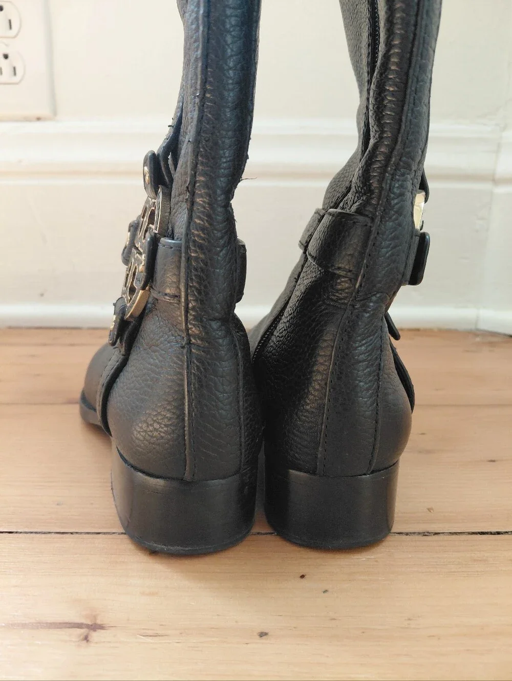 TORY BURCH Amanda Black Leather Riding Boots Sz 5
